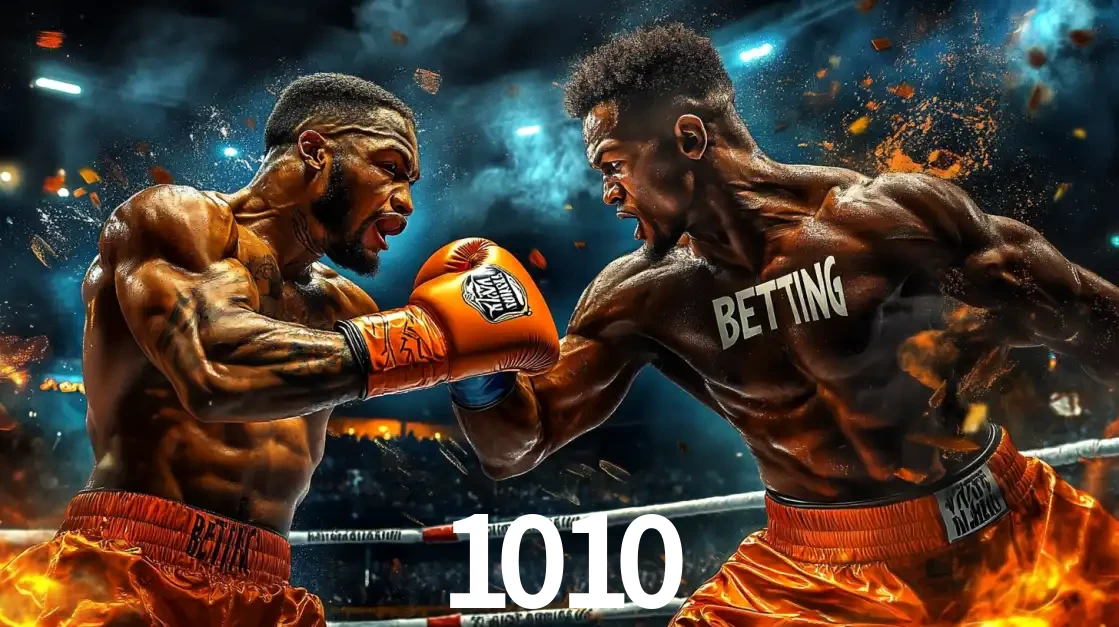 Dois boxeadores em uma luta intensa e explosiva, representando a adrenalina e as oportunidades de apostas em esportes de combate disponíveis na plataforma 1010.